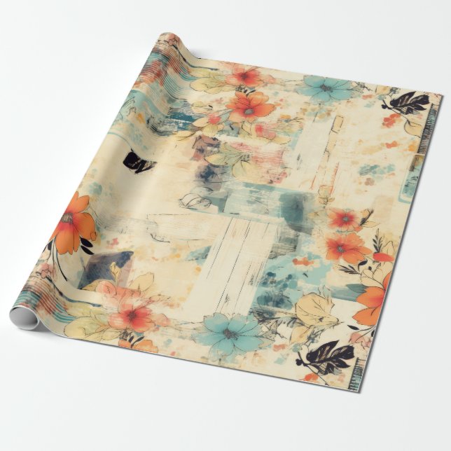 Vintage Floral Pattern (2) Wrapping Paper (Unrolled)