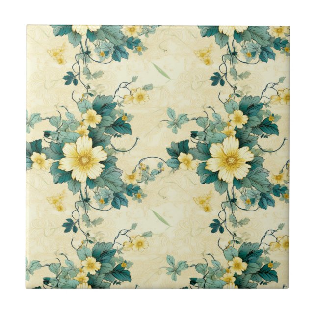 Vintage Floral Pattern (4) Tile (Front)