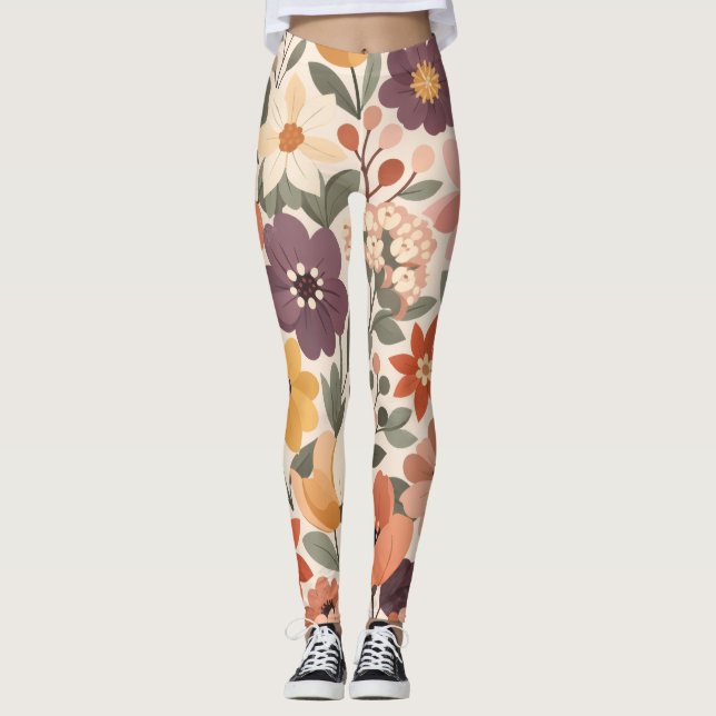 Vintage Floral Pattern All-Over Print Leggings  (Front)