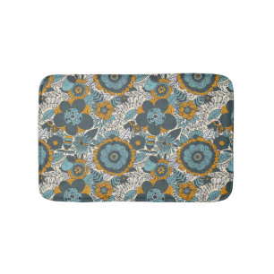 Vintage floral pattern bath mat