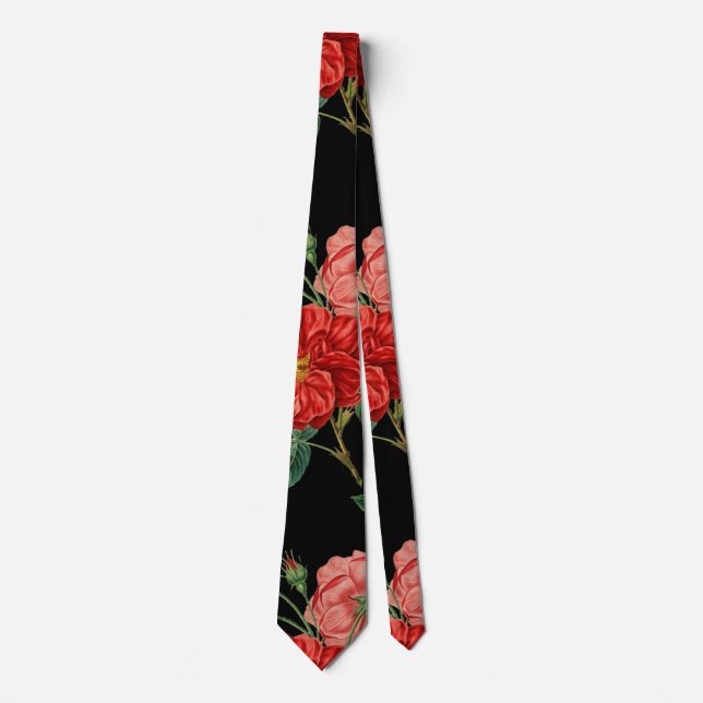Vintage floral pattern, beautiful red flowers tie (Front)