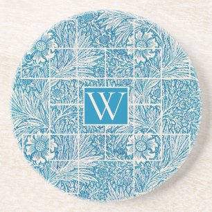 Vintage Floral Pattern Blue and White Coaster