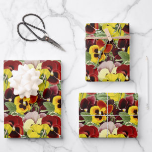 Vintage floral pattern. Botanical. Pansy garden Wrapping Paper Sheet