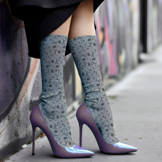  Vintage Floral Pattern Chic Elegant & Classy Grey Socks