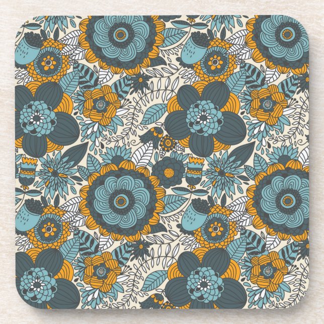 Vintage floral pattern coaster (Front)