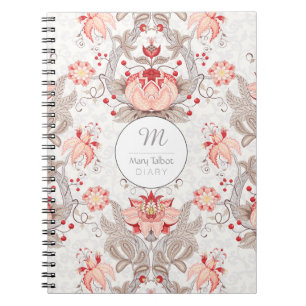 Vintage Floral Pattern damask Monogram S Notebook
