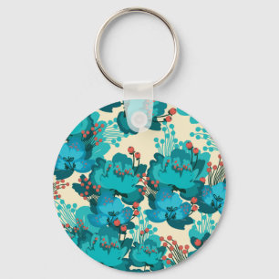 Vintage floral pattern, delicate flowers. key ring