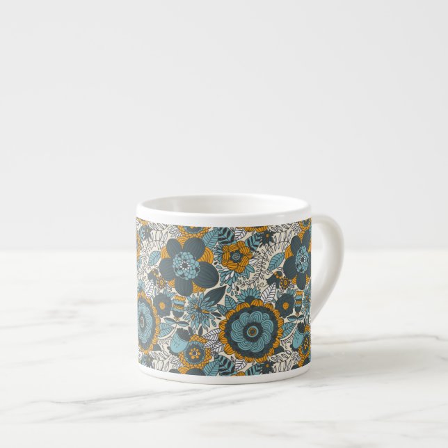 Vintage floral pattern espresso cup (Front Right)