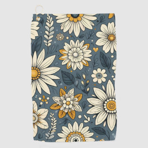 Vintage Floral Pattern Golf Towel