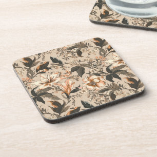 Vintage Floral Pattern Hard Plastic Coaster