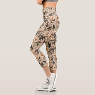 Vintage Floral Pattern High Waisted Capris