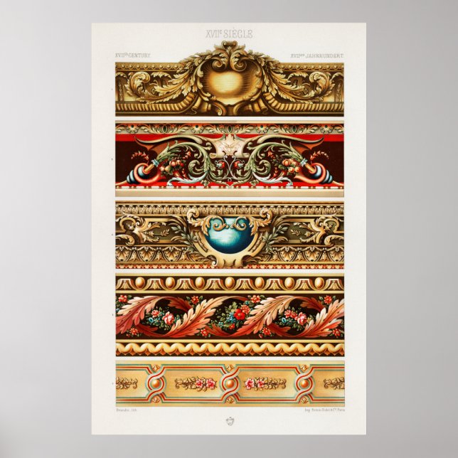 Vintage Floral Pattern Illustration Poster (Front)