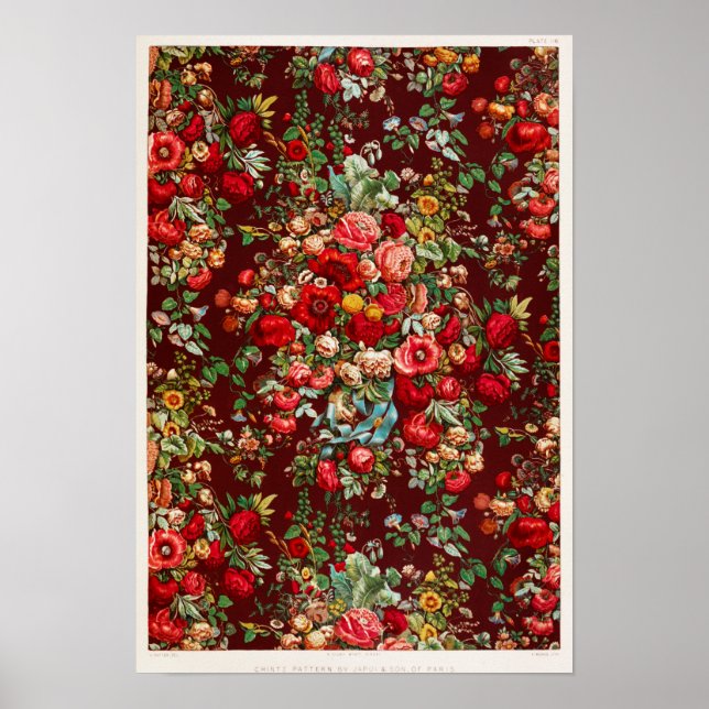 Vintage Floral Pattern Illustration Poster (Front)