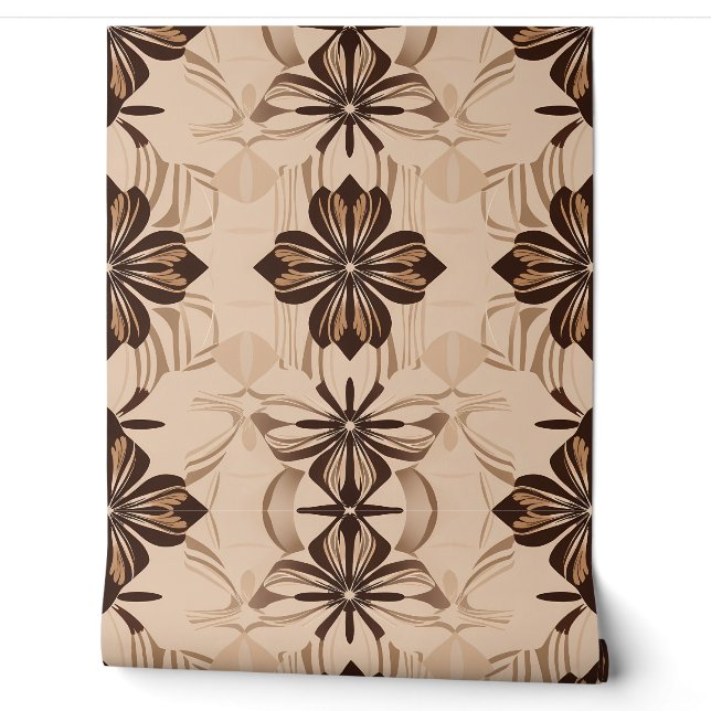 Vintage Floral Pattern in Earthy Tones Wallpaper (Unrolling)