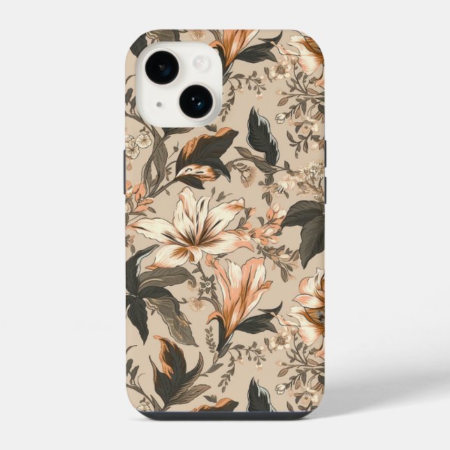 Vintage Floral Pattern iPhone 14 Case (Back)