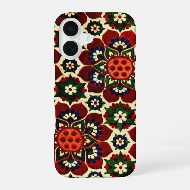 Vintage Floral Pattern iPhone 16 Case (Back)