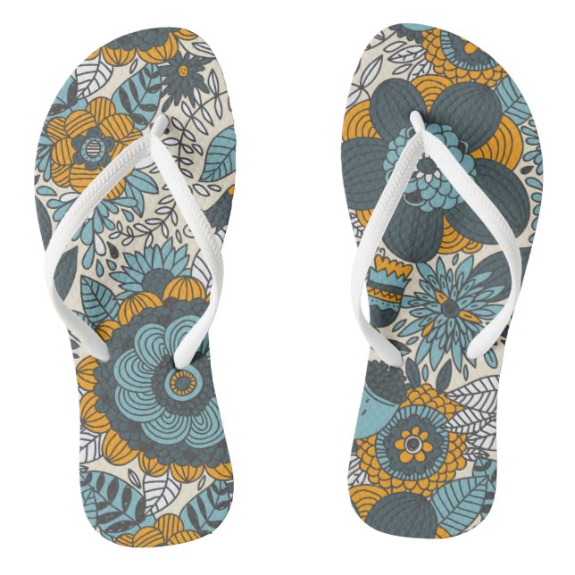 Vintage floral pattern jandals (Footbed)
