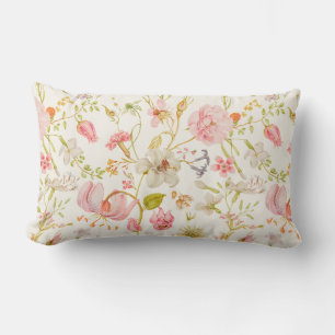 Vintage Floral Pattern Lumbar Cushion