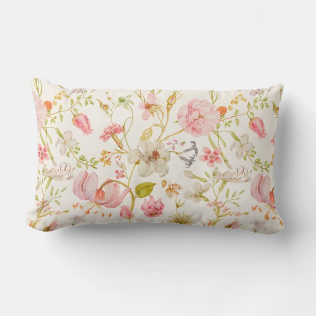 Vintage Floral Pattern Lumbar Cushion (Front)