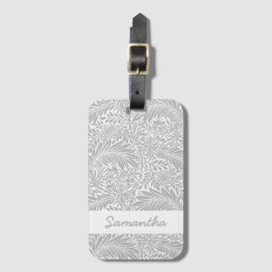 Vintage Floral Pattern Modern Grey William Morris Luggage Tag