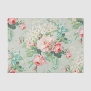 Vintage Floral Pattern of Pinks Aquamarine Blues   Tissue Paper