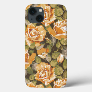 Vintage Floral pattern of yellow roses iPhone 13 Case