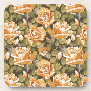 Vintage Floral pattern of yellow roses Coaster