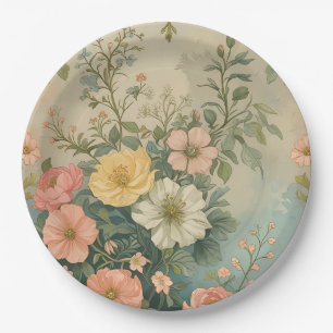 Vintage Floral Pattern  Paper Plate