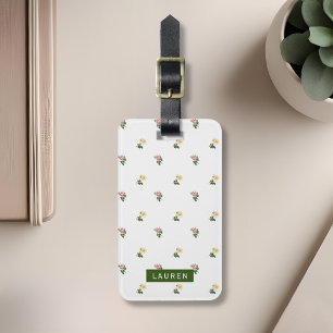 Vintage Floral Pattern Personalised Luggage Tag