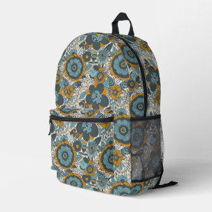 Vintage floral pattern printed backpack