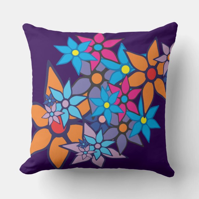 Vintage Floral Pattern | Purple Background Cushion (Front)