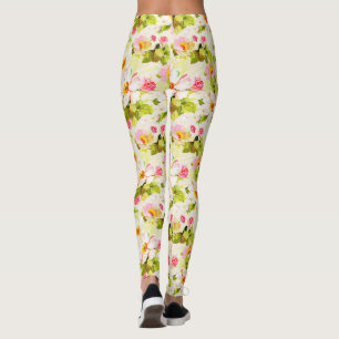 Vintage Floral Pattern Roses Peonies Yoga Leggings