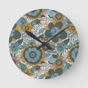 Vintage floral pattern round clock