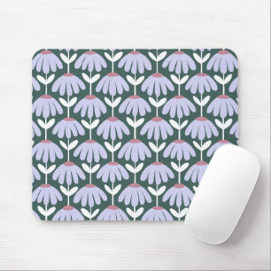 Vintage Floral Pattern Sea Green & Purple Mouse Pad