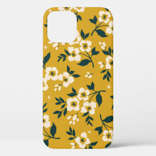 Vintage floral pattern, small white flowers. iPhone 12 case