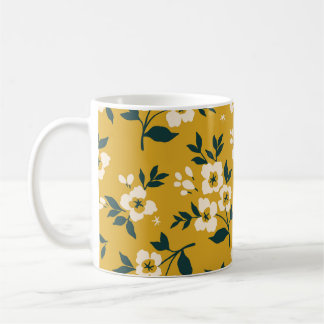 Vintage floral pattern, small white flowers. coffee mug