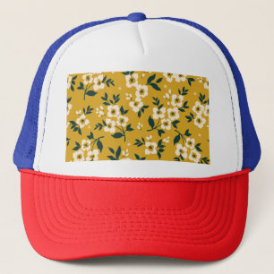 Vintage floral pattern, small white flowers. trucker hat