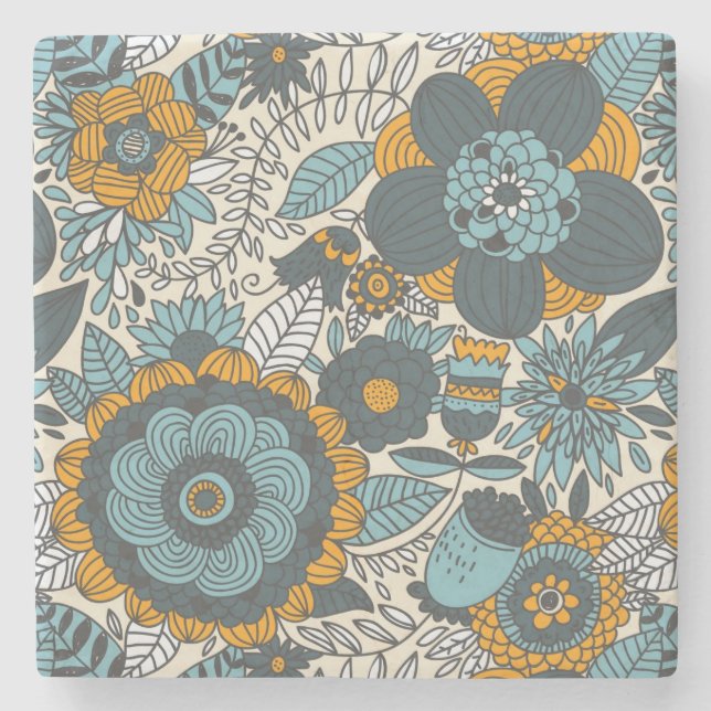 Vintage floral pattern stone coaster (Front)