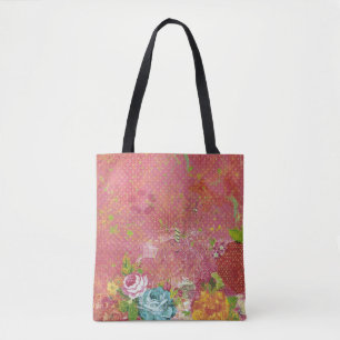 vintage floral pattern tote bag