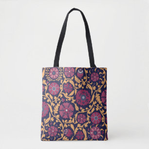 Vintage floral pattern. Uzbek suzani national orna Tote Bag