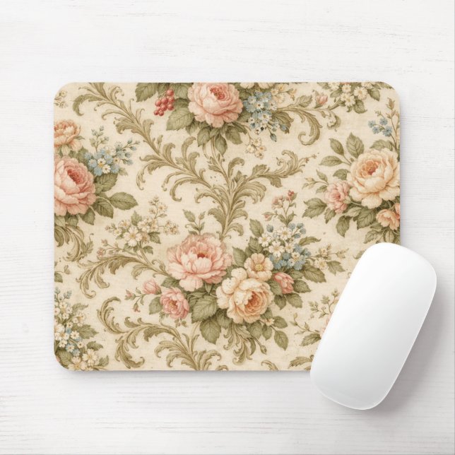 Vintage Floral Pattern Wallpaper  Mouse Pad (With Mouse)