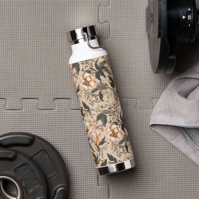 Vintage Floral Pattern Water Bottle (Gym)