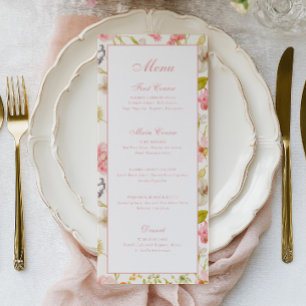 Vintage Floral Pattern Wedding Menu