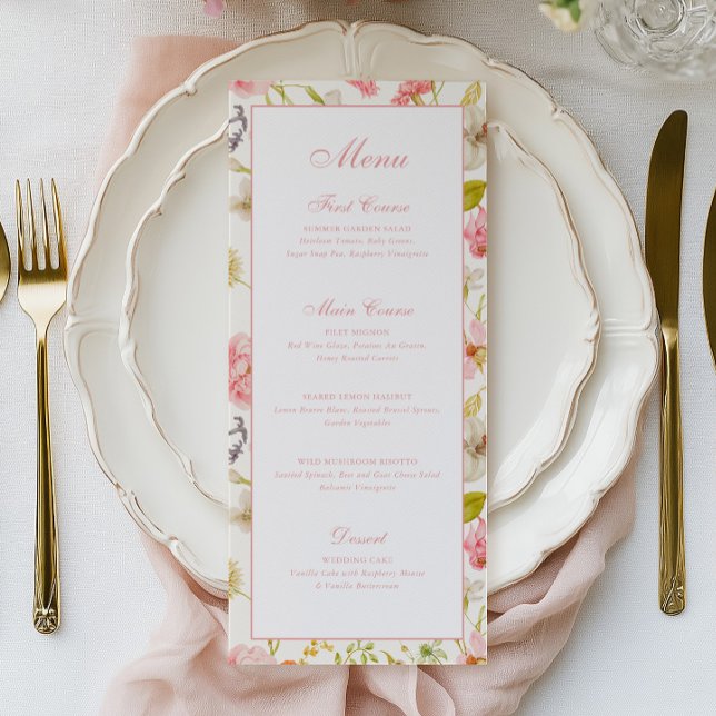 Vintage Floral Pattern Wedding  Menu (Creator Uploaded)