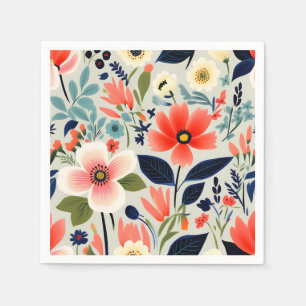Vintage Floral Pattern with Bold Colours Napkin