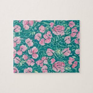 Vintage Floral Pattern With Pastel Colours Flowers Jigsaw Puzzle
