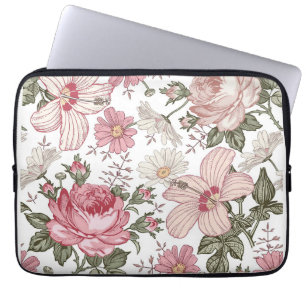 Vintage Floral Pattern with Roses Laptop Sleeve