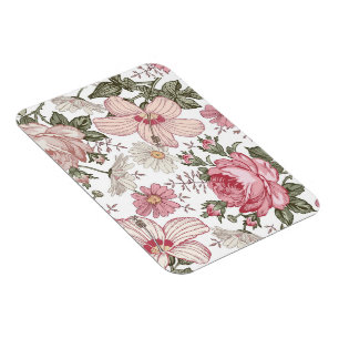 Vintage Floral Pattern with Roses Magnet