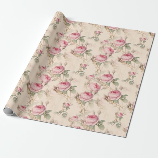 Vintage Floral pattern Wrapping Paper (Unrolled)