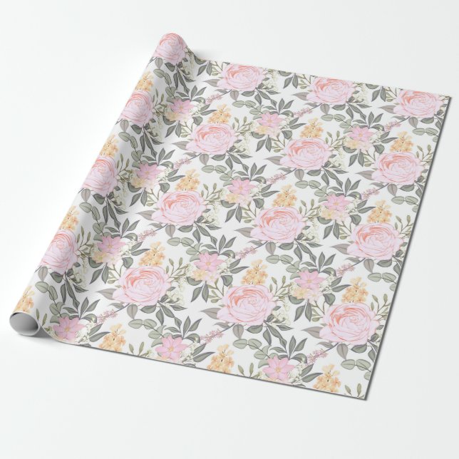 Vintage Floral pattern Wrapping Paper (Unrolled)